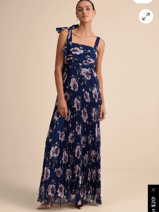 Lulus Dresses & Skirts - Lulus Navy Blue Floral Tie-Shoulder Maxi Dress